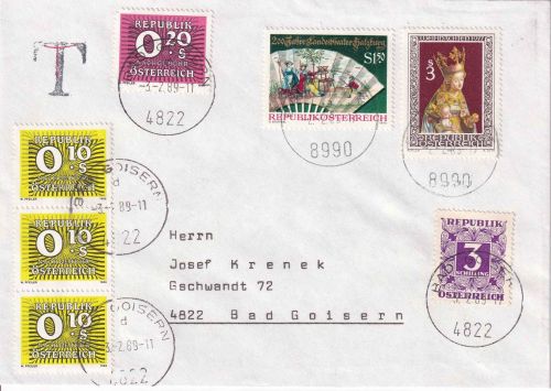 BRD/Österreich - Altaussee 1989 unterfrankierter Brief n Bad Goisern - Nachporto