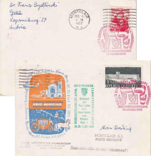 Österreich - PAA Sonderflug Graz/Montclair 1957 z. Tag d. Briefmarke Sonderkarte