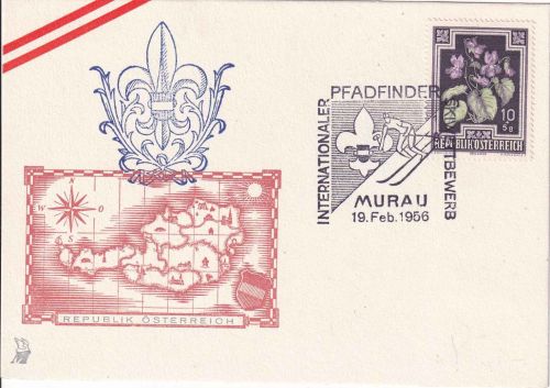 Österreich - Murau Int. Pfadfinder Skiwettbewerb SST/Sonderkarte 1956