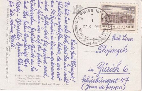 Österreich - Wien 1955 IX. Generalvers. d. Weltärzteorganisation Karte n. Zürich