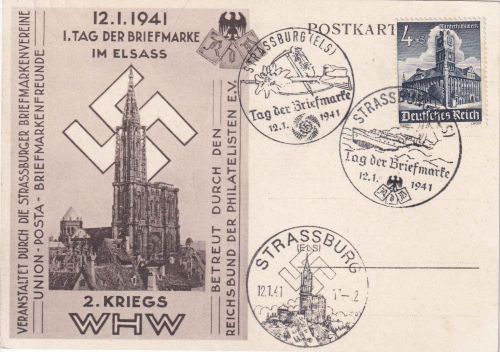 DR - Strassburg (Els.) 1941 Tag der Briefmarke Sonderkarte m. SST