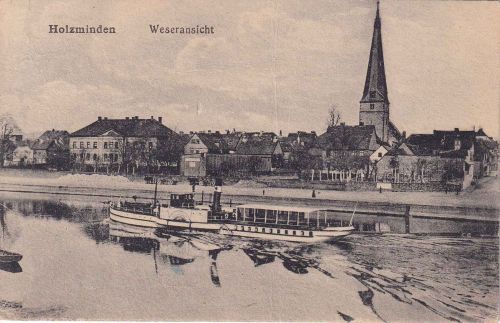 Niedersachsen - Holzminden Weseransicht sw-AK gelaufen 1928