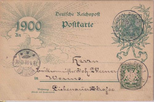 Bayern/DR - Landau 18. JAN 1900 Jahrhundert-Ganzsache/Formular n. Worms