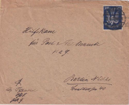 DR-Infla - 3 M. Holztaube Brief Dresden - Berlin 30.9.1922
