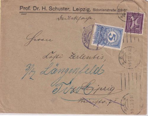 DR-Infla - 50 Pfg. Ziffer Drucksache Leipzig 30.6.22 Nachsendung ÖSTERREICH