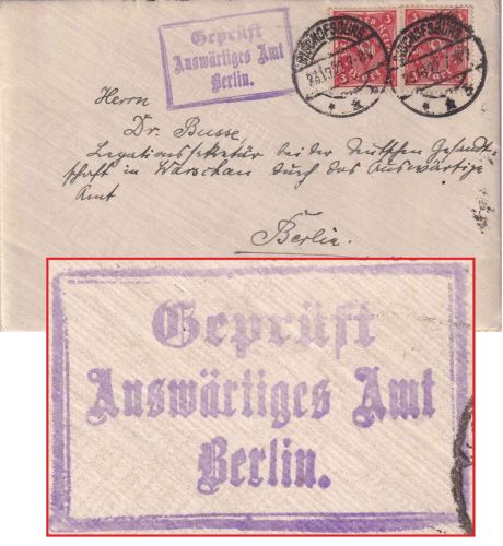 DR-Infla - 2x3 M. Posthorn Brief Bischofsburg 23.10.22 - Auswärtiges Amt