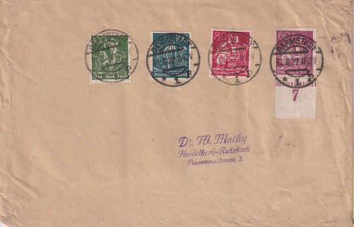 DR-Infla - 80+160 Pfg. Wz. 2 !! u.a. Brief Darmstadt - Heidelberg 31.8.22