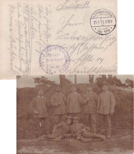 DR - Kgl. Pr. Res. Eisenb.-Bau-Compagnie Feldpostkarte Fp.Stat. Nr. 114 1915