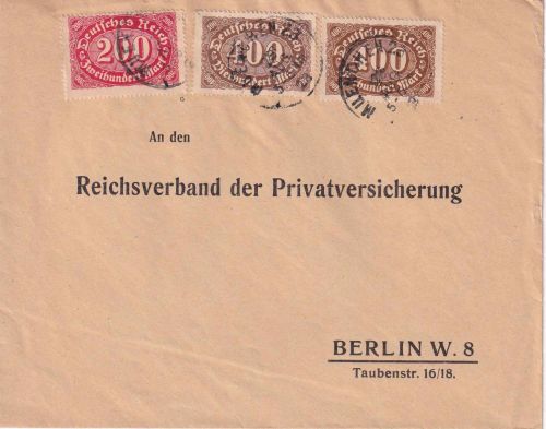 DR - 200 M. Queroval c-Farbe u.a. Brief München - Berlin 23.8.23
