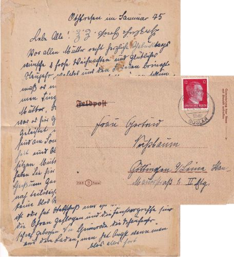 DR - Othfresen ü. Goslar 22.1.45 Fernbrief n. Göttingen (mit Inhalt !!)