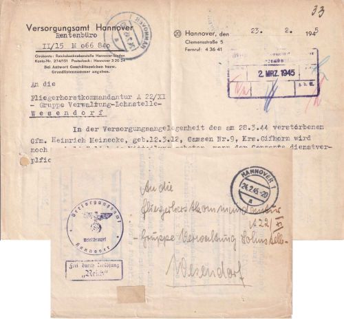 DR - Hannover 24.2.25 Dienstbrief/Frei d. Ablösung n. Wesendorf (Inhalt !)