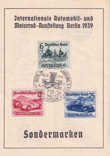 DR - IAA Berlin 1939, Satz a. Sonderkarte + ESST B.-Charlottenburg 17.2.39