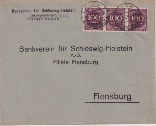 DR-Infla - 3x100 M. Ziffer Firmenbrief Leck - Flensburg 7.7.23