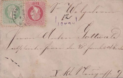 Österreich - 3+5 Kr. Ausg. 1867 Ortseinschreibebrief Wien 1871