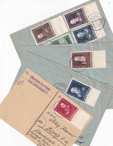 Österreich - 80 Jahre Künstlerhaus Satz 4 Belege Graz 1.9.48