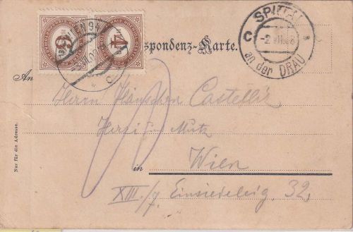 Österreich - Spital 1908 unfrankierte Karte n. Wien - Nachporto