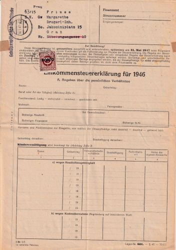 Österreich - Graz 10.6.47 portopflichtige Dienstsache/Ortsbrief - Nachporto