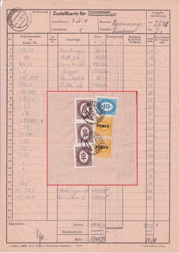 Österreich - 10 S. Portomarke u.a. Zustellkarte Hollenstein 1948