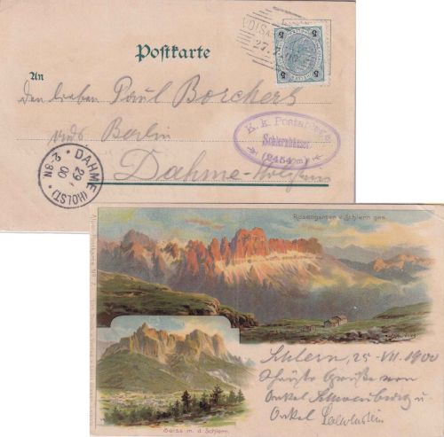 Österreich - Schlermhäuser K.K. Postablage Ovalstpl. Künstler-AK Völs 1900