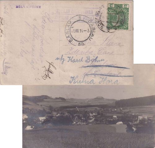 Österreich - Zbyslav/Zybslau (Weiss Podol) Postablage-K2 AK 1914 Weiterleitg.