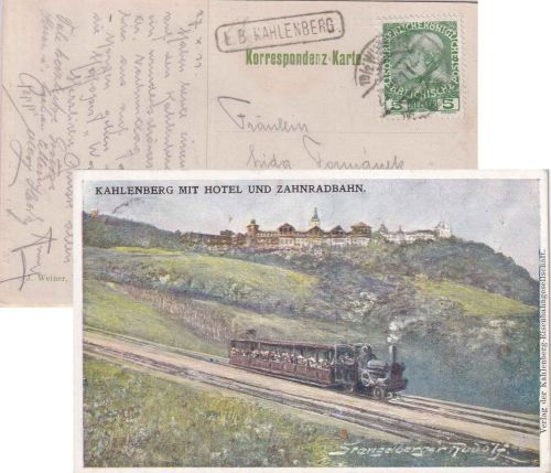Österreich - L.B. Kahlenberg Postablage-Ra1 farb. Künstler-AK Wien - Pilsen 1911