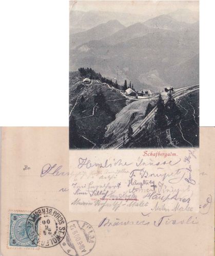 Österreich - St. Wolfgang Schafbergspitze Postablage-K2 sw-AK n. Fulda 1900