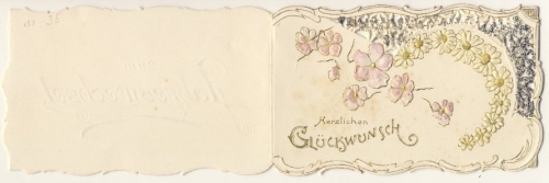 Neujahr - ca. 1900 - aufwändig geprägte u. gestanzte Glückwunschkarte m.