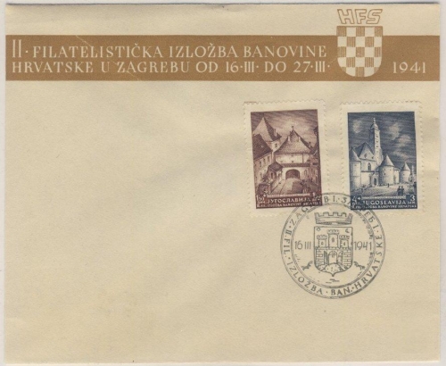Jugoslawien - 2. Nat. Briefmarkenausstellung Zagreb 1941 Schmuck-FDC + ESST