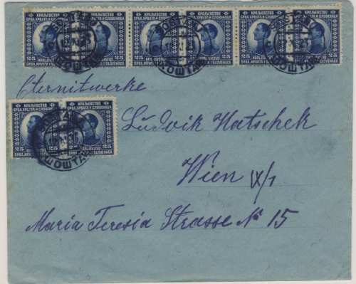 Jugoslawien/Slowenien - 8x25 Pa. König Alexander Brief Sostanj - Wien 1925