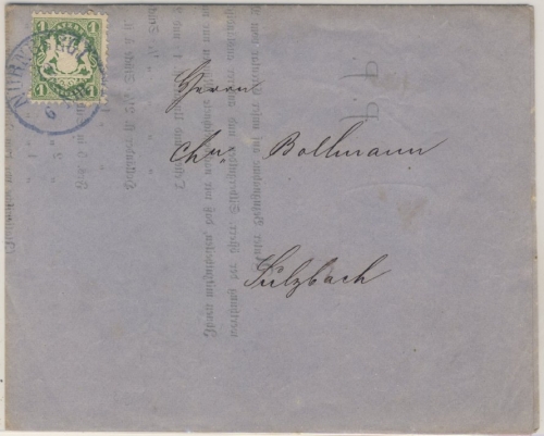 1 Kr. Wappen gez. (Mi.Nr. 22Yb), Drucksbf. K1 Nürnberg 19. Jun (1873) n.