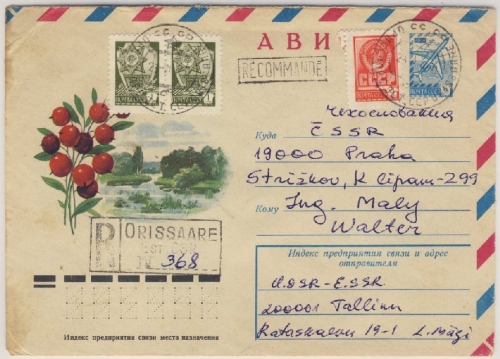 Sowjetunion/Estland - 6 Kop. Ganzsache+Zusatz Einschreibebrief Orissaare 1981