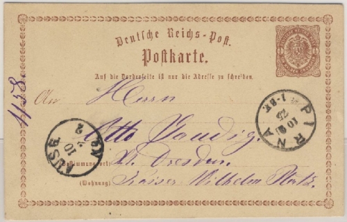 DR - 1/2 Gr. Brustschild Ganzsache Karte K1 Pirna - Dresden 10.2.75 !!
