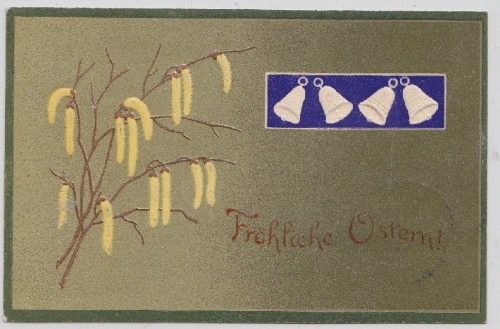 Ostern - farbige Prägekarte gelaufen Gr. Lichterfelde 1910