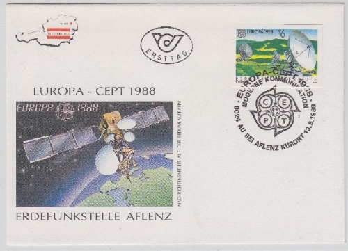 Österreich - 6 S. Erdfunkstelle Aflenz, GA-Ausschnitt Schmuck-FDC 1988
