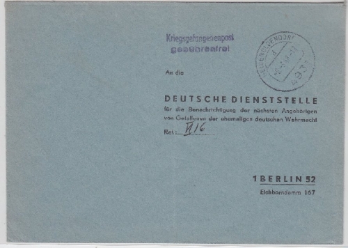 BRD - Portofreier Kriegsgefangenenbrief Heidenoldendorf - Berlin 1968