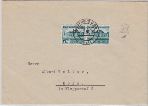 DR - 2x6 Pfg. Gautheater Brief Magdeburg BPA7 n. Köln 1939