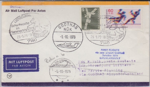BRD - 1st-Flug-Bf. Godthab- Narssarssuak Zuleitung SST Ludwigsburg Schach 1979
