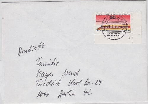 BRD - 50 Pfg. Jugend/Eisenbahn, Bogenecke m. FORMNUMMER Drucksache Neustadt 1985