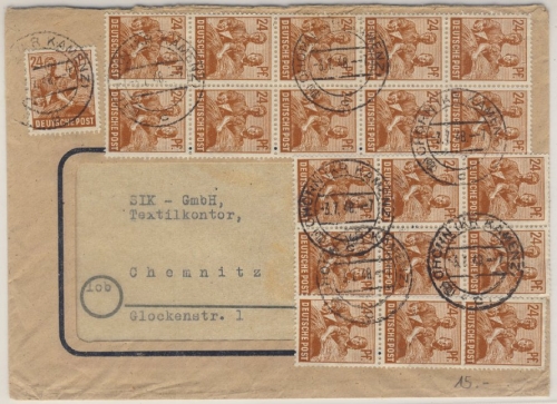 Kontrollrat/Währungsreform - 20x24 Pfg. Arbeiter Brief Ohorn - Chemnitz 3.7.48
