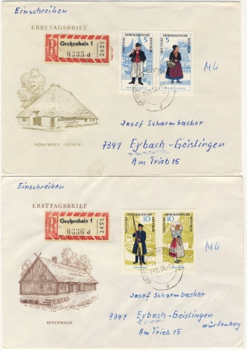 DDR - Volkstrachten I 3 Einschreibebriefe Großenhain 1964 Schmuck-FDC !!