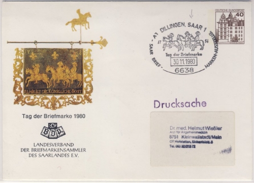BRD - Tag d. Briefmarke Dillingen (Saar) 1980 40 Pfg. B&S Privatganzsache m. SST