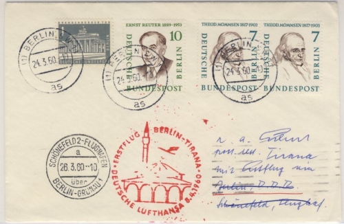 Berlin - Interflug 1st-Flug Berlin - Tirana 1960 Zuleitung West-Berlin