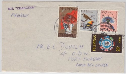 Papua New Guinea/Philippinen - Mischfrankatur Paquebot Schiffspost Manila 1965