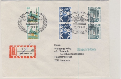Berlin - Sehenswürdigkeiten senk. Paare ex Markenheftchen Einschreiben SST 1989