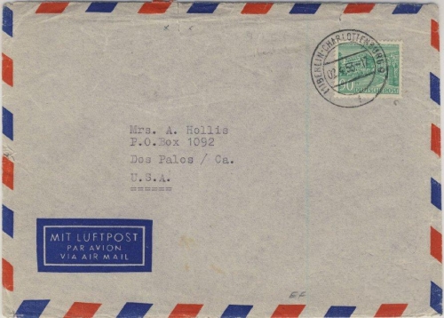 Berlin - 90 Pfg. Bauten I Luftpostbrief n. USA Charlottenburg 1953