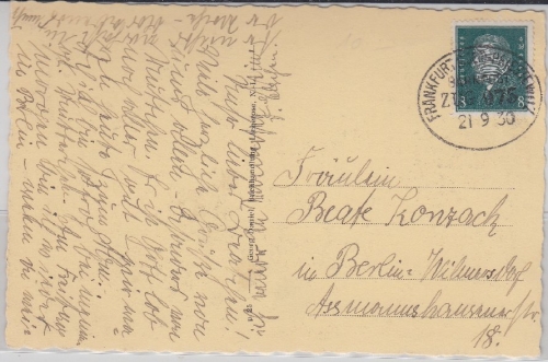 DR - Bahnpost Frankfurt/Oder - Priestewitz Zug 975 1930 AK Lieberose n. Berlin