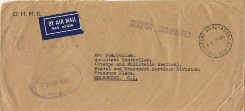 Papua New Guinea - Port Moresby 1969 Luftpost-Dienstbrief n. AUSTRALIEN