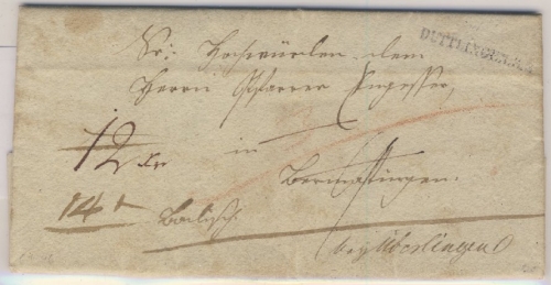 Württemberg - Tuttlingen 1823 Portobrief n. Überlingen 1823 L1 Duttlingen Inhalt