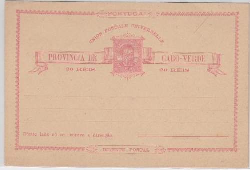 Cabo-Verde (Kapverdische Inseln) - 20 R. Ganzsache Postkarte ungebraucht