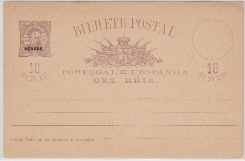 Acoren - 10 R. Überdruck Ganzsache (Portugal) Postkarte ungebraucht